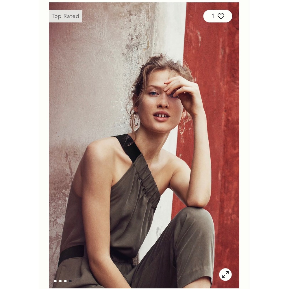 Anthropologie Maeve Verano One Shoulder Jumpsuit Olive Green Size 12